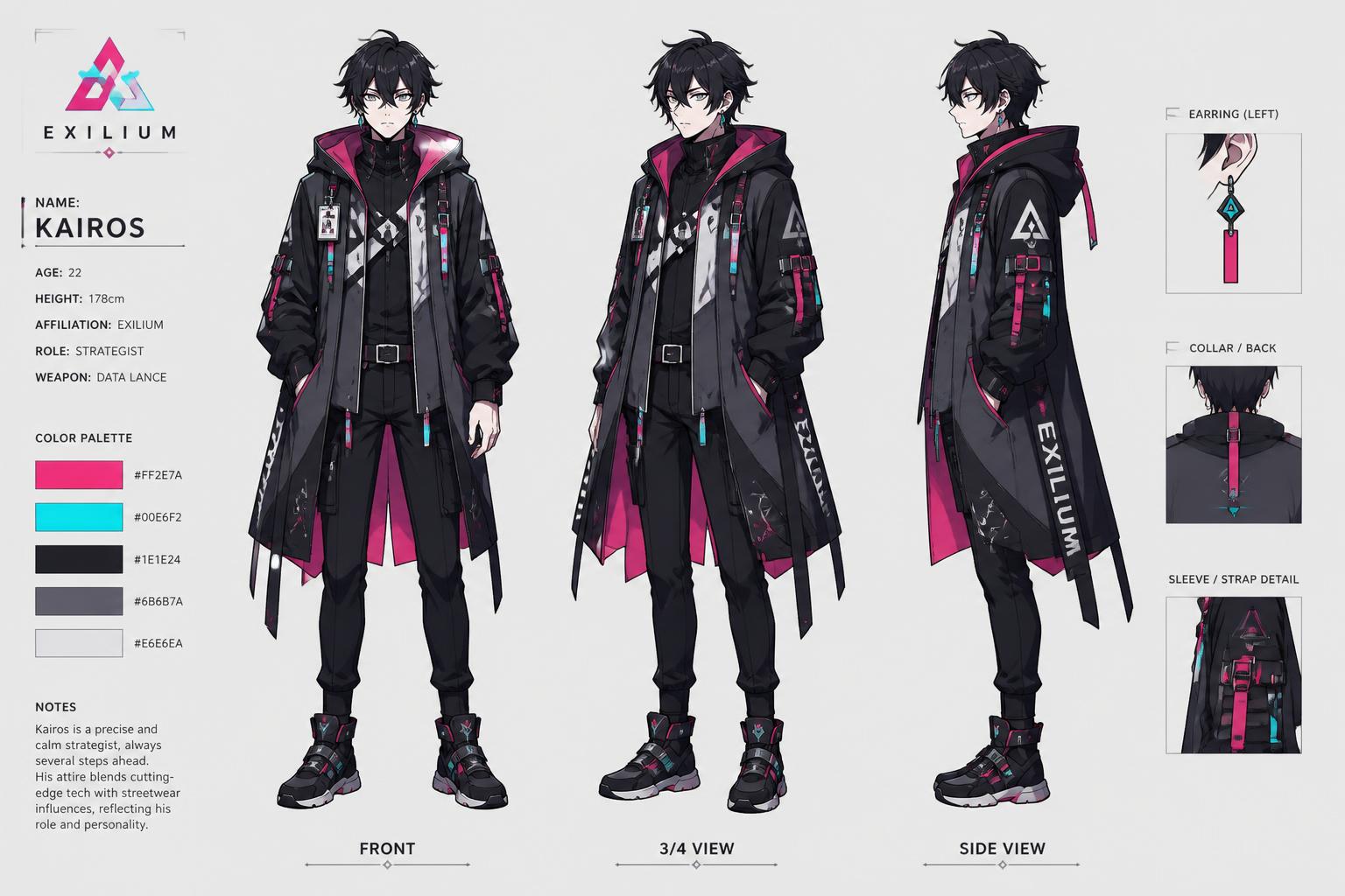 Hoja de turnaround de personaje anime